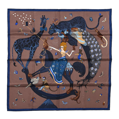 Hermes Silk Hermes Story Scarf 90 Marron Glace Bleu 1 of 3