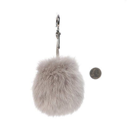 Fendi Fox Fur Vitello Elite Pom Pom Bag Charm Grigio Perla 2 of 3