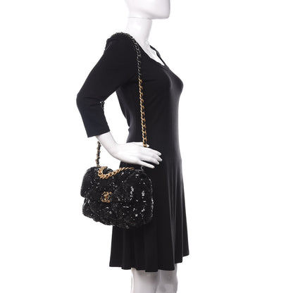 Chanel Sequin Quilted Medium 19 Flap Black 2 of 10