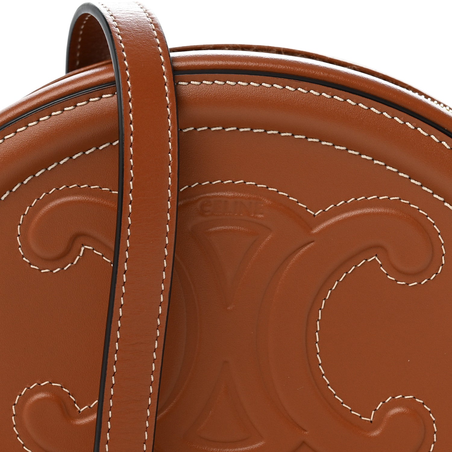 Celine Smooth Calfskin Cuir Small Triomphe Oval Crossbody Purse Tan 9 of 13