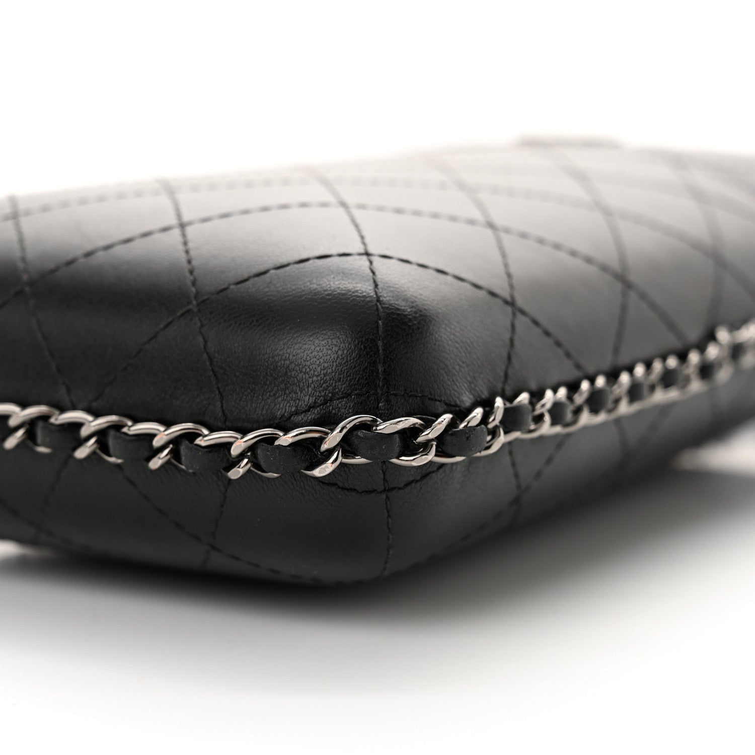 Chanel Lambskin Quilted Chain Around Phone Holder Black 10 of 13