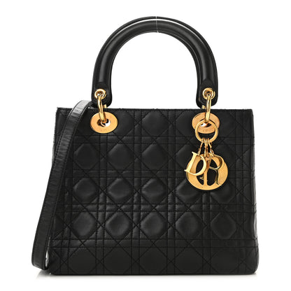 Christian Dior Lambskin Cannage Medium Lady Dior Black 1 of 10