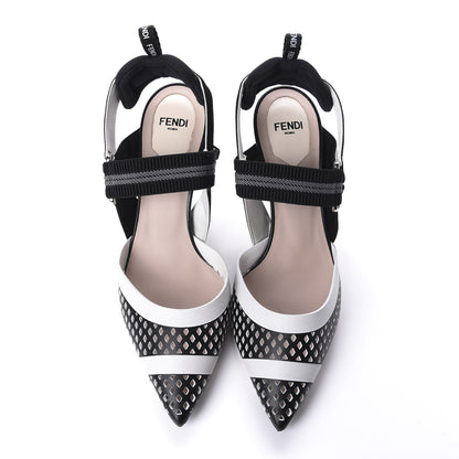 Fendi Calfskin Perforated Colibri 85mm Slingback Pumps 36.5 Black 5 of 9