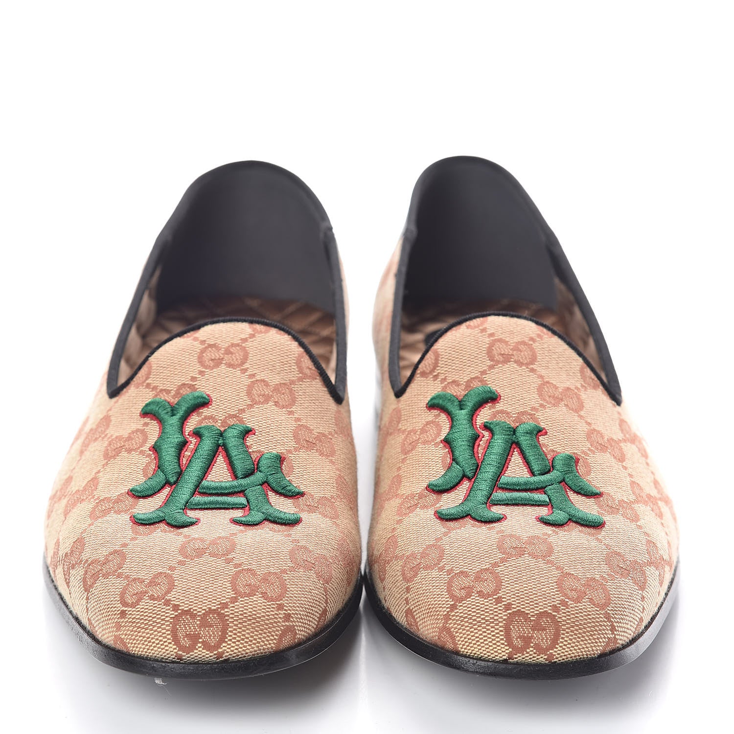 Gucci X MLB GG Monogram LA Dodgers Embroidered Mens Loafers 9 Beige Ruggine Black 2 of 8