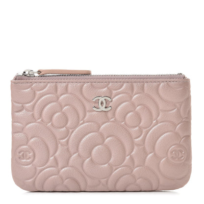 Chanel Goatskin Camellia Embossed Cosmetic Pouch Light Pink 1 of 8