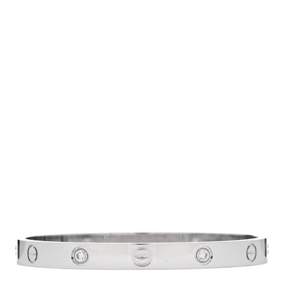 Cartier 18K White Gold 4 Diamond Love Bracelet 17 2 of 8