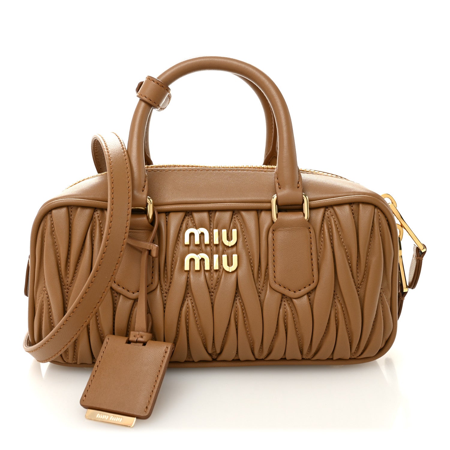 Miu Miu Nappa Matelasse Regular Arcadie Top Handle Bag Caramel 1 of 10