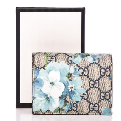 Gucci GG Supreme Monogram Blooms Card Case Wallet Beige Blue Navy Hibiscus Red 8 of 8