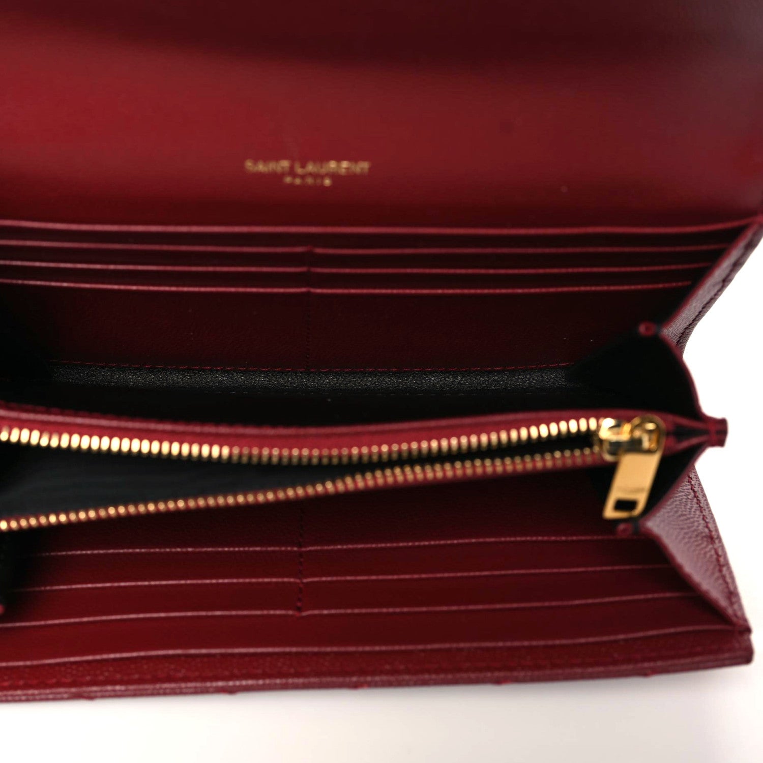 Saint Laurent Grain De Poudre Matelasse Chevron Monogram Flap Wallet Red 6 of 7