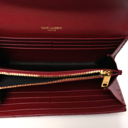 Saint Laurent Grain De Poudre Matelasse Chevron Monogram Flap Wallet Red 6 of 7