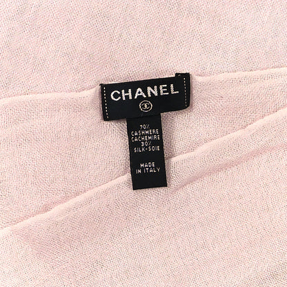 Chanel Cashmere Silk CC Fringe Scarf Pink 4 of 4