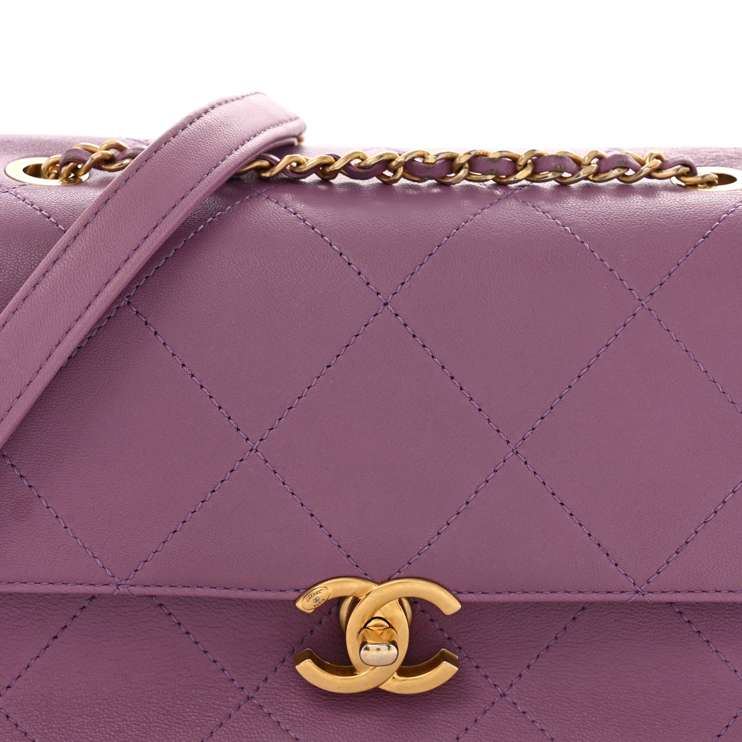 Chanel Lambskin Sleek And Chic Flap Purple 8 of 13
