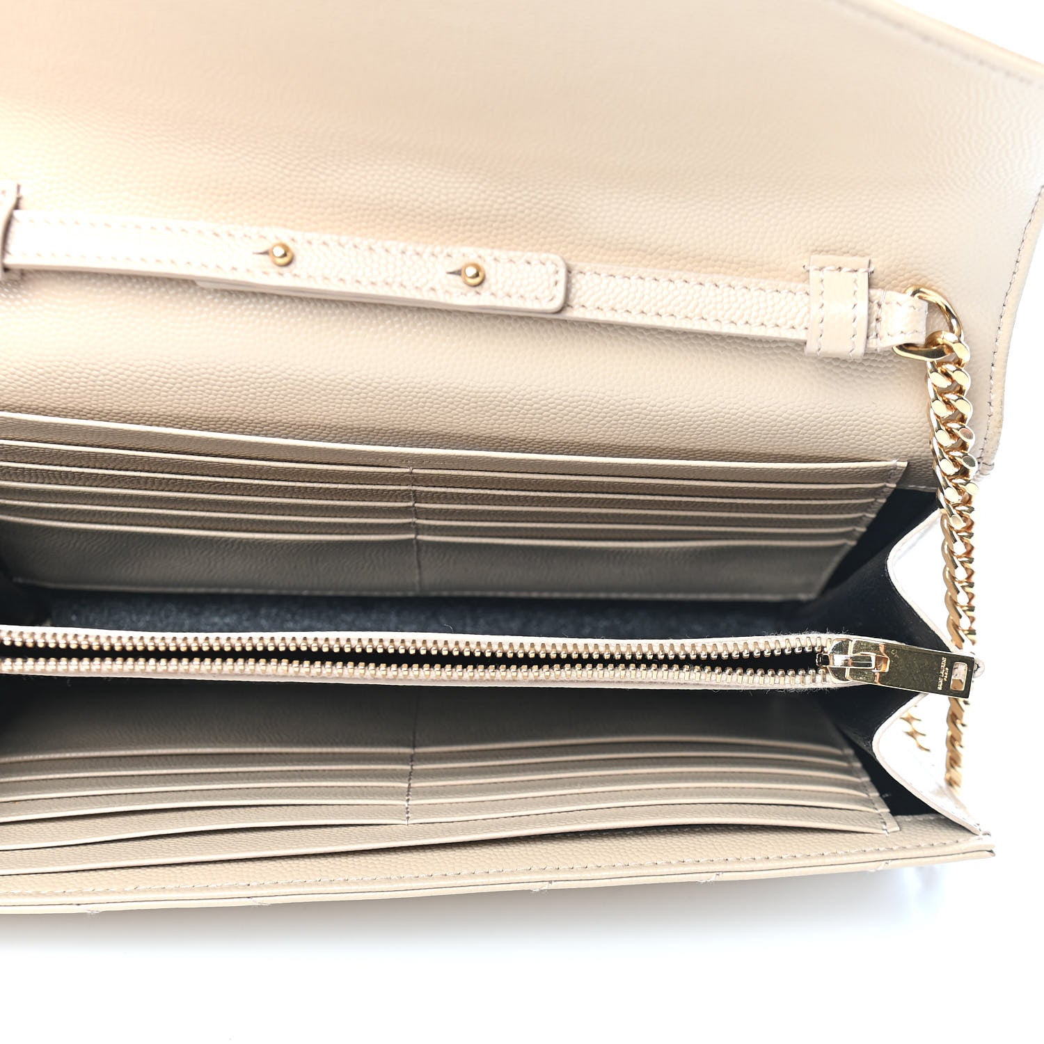 Saint Laurent Grain De Poudre Matelasse Chevron Monogram Chain Wallet Nude Powder 6 of 10