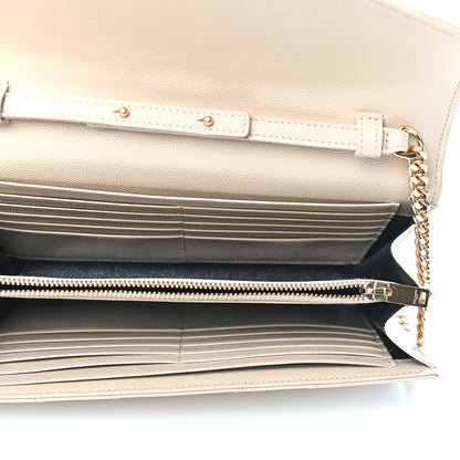 Saint Laurent Grain De Poudre Matelasse Chevron Monogram Chain Wallet Nude Powder 6 of 10