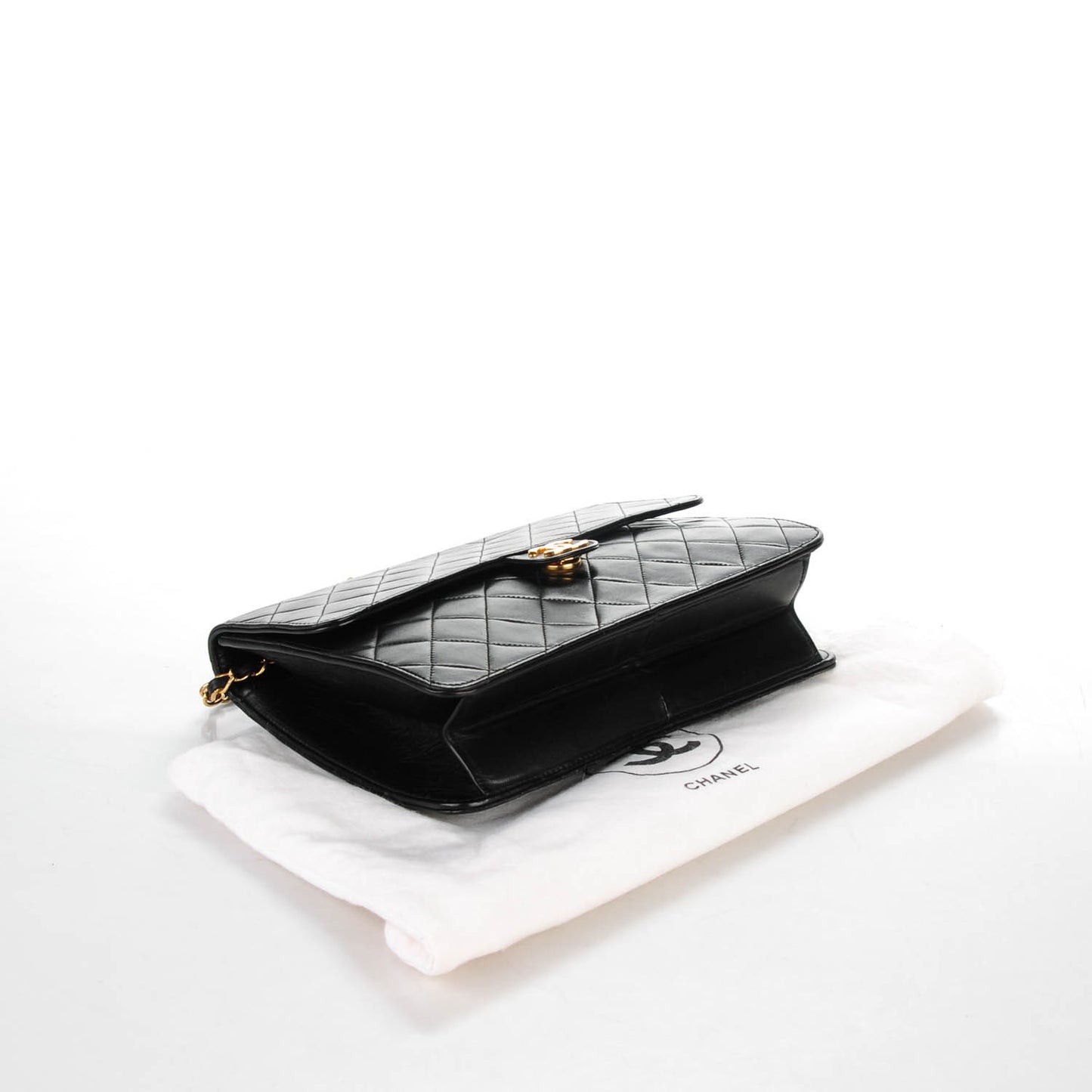 Lambskin Quilted Small Single Flap Black