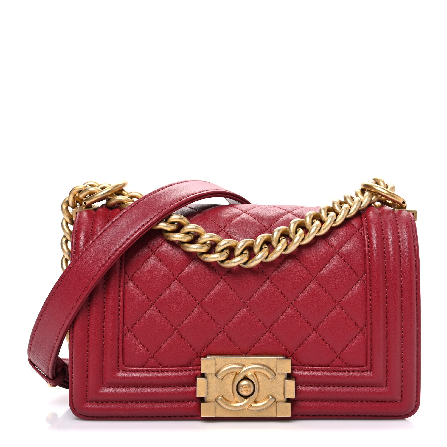 Chanel Lambskin Quilted Small Boy Flap Dark Red 1 of 10