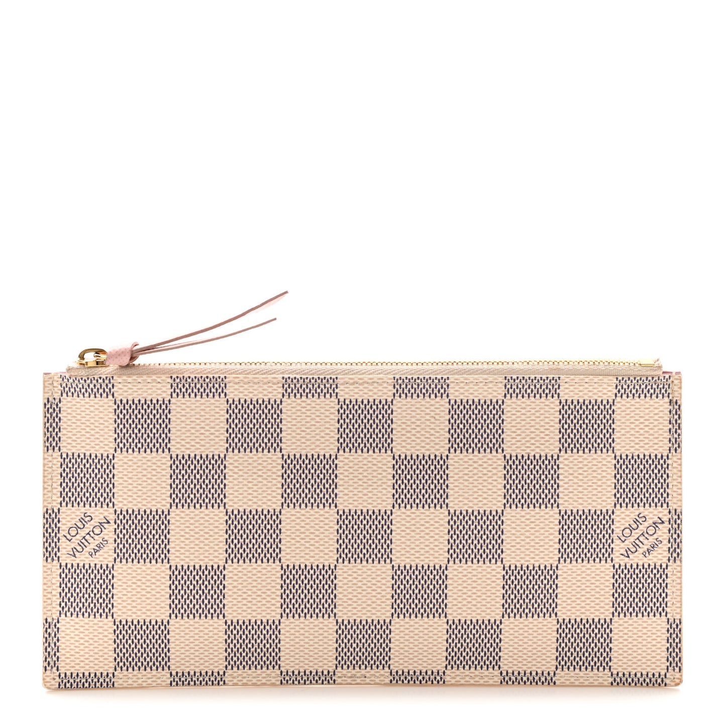 Damier Azur Felicie Chain Wallet Zippered Insert Rose Ballerine