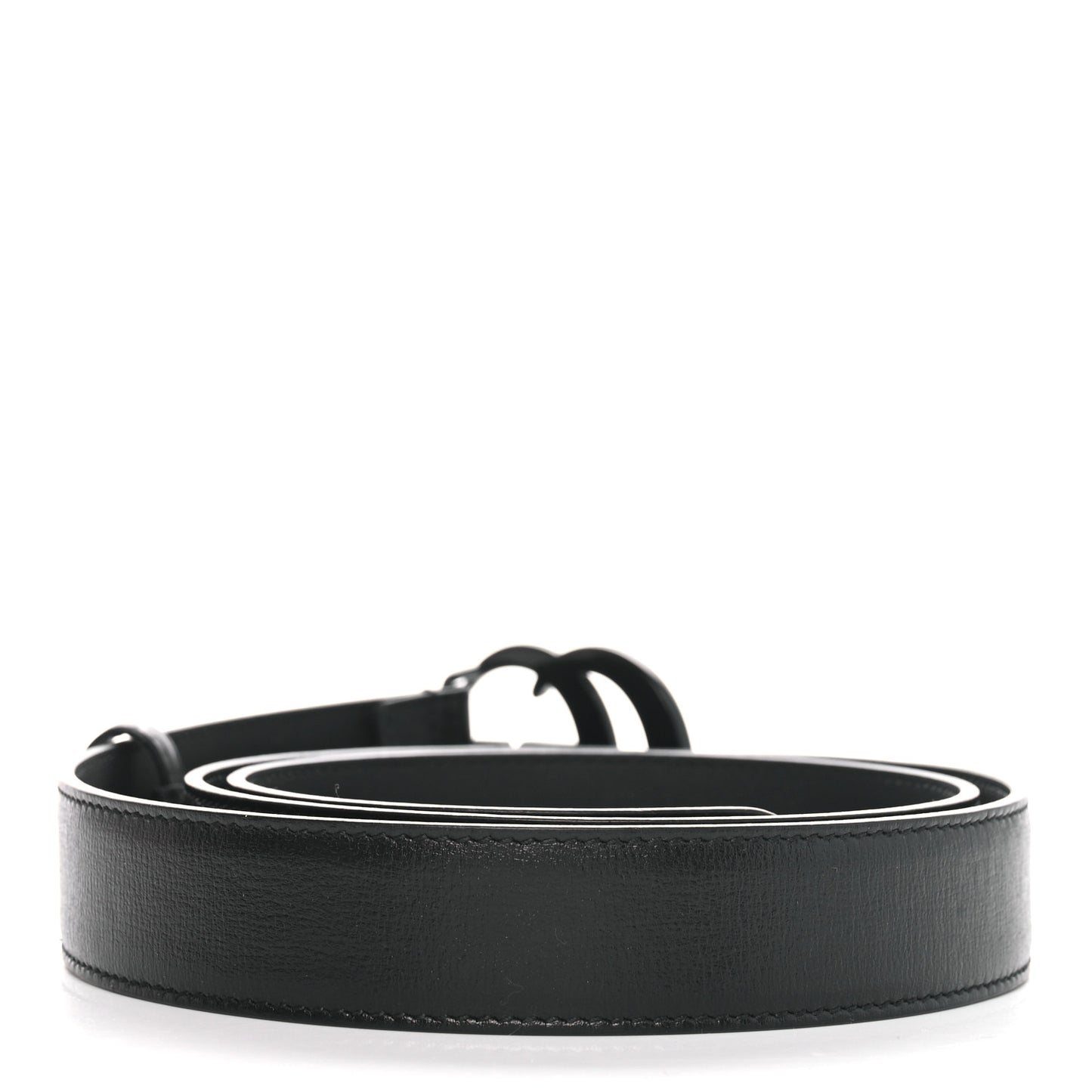 Azalea Calfskin Enamel Monochrome Double G 30mm Belt 100 40 Black
