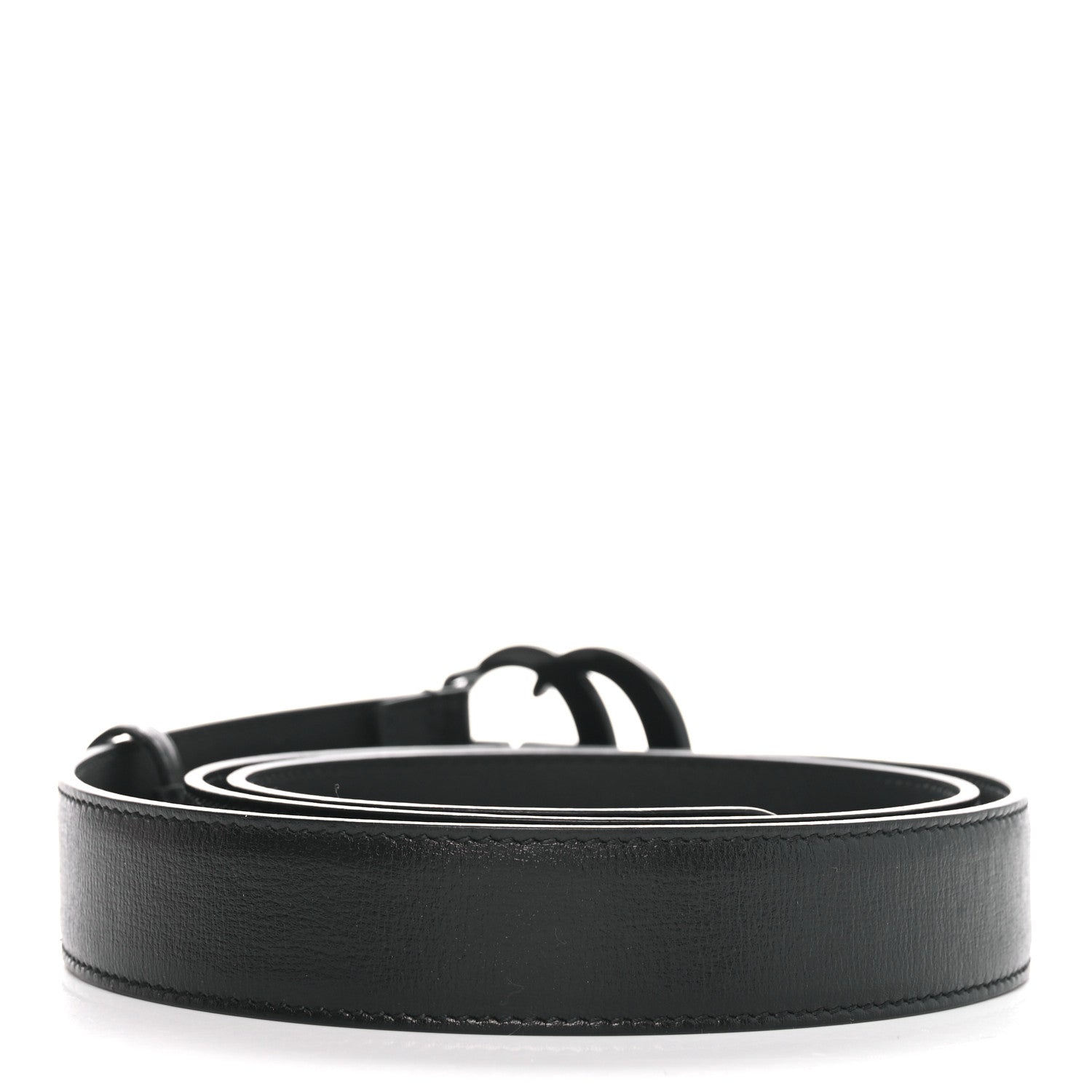 Gucci Azalea Calfskin Enamel Monochrome Double G 30mm Belt 100 40 Black 2 of 5