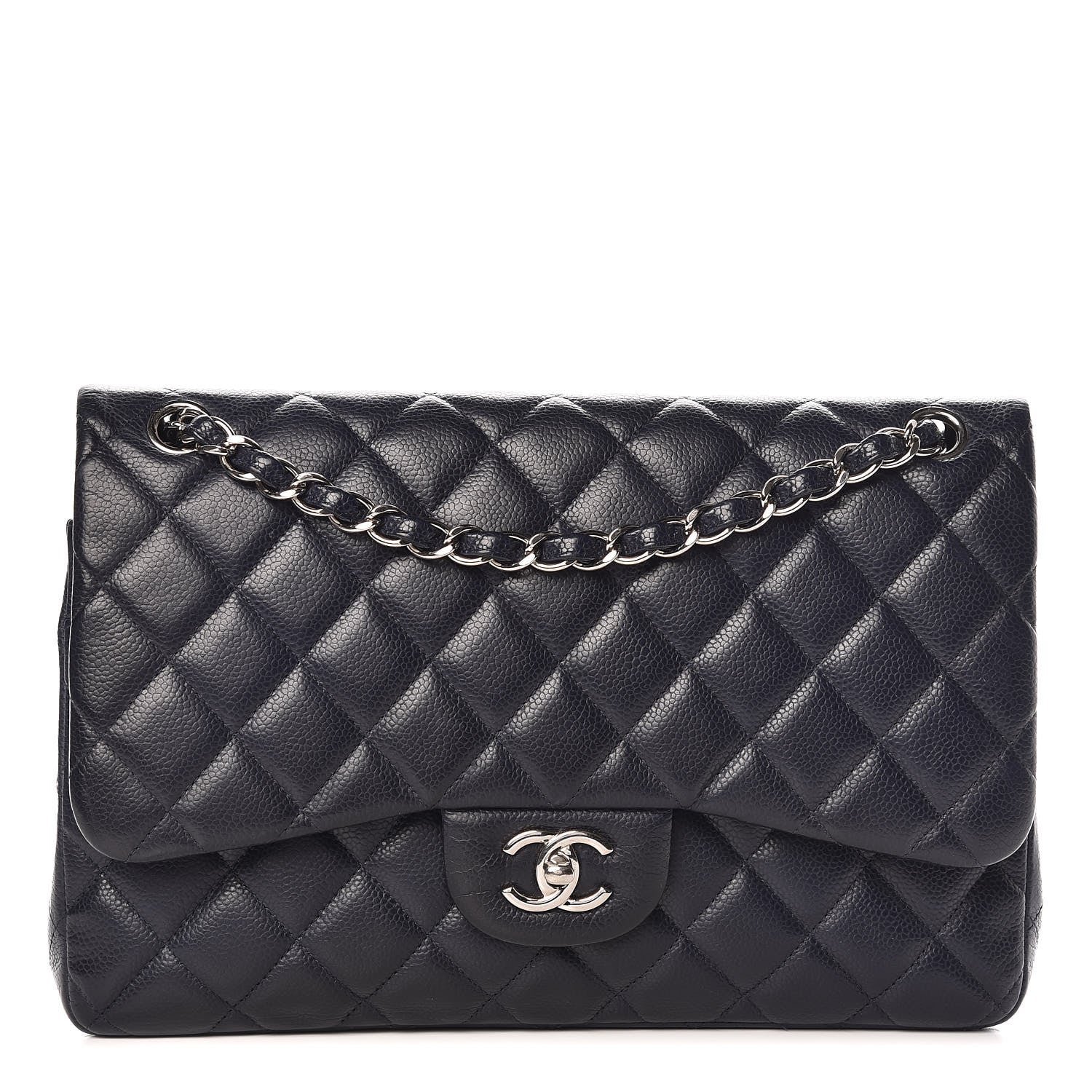 Chanel Caviar Quilted Jumbo Double Flap Navy Blue 1 of 11