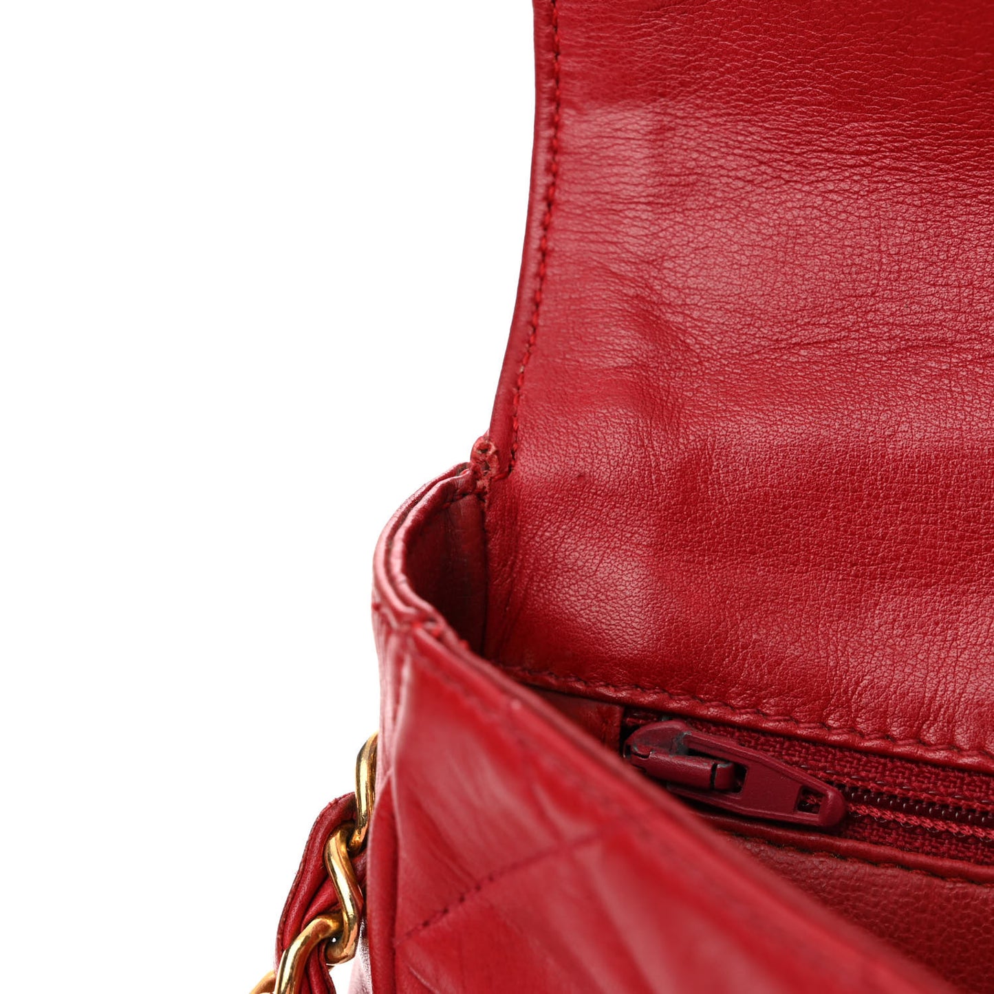Lambskin Quilted Flap Crossbody Red
