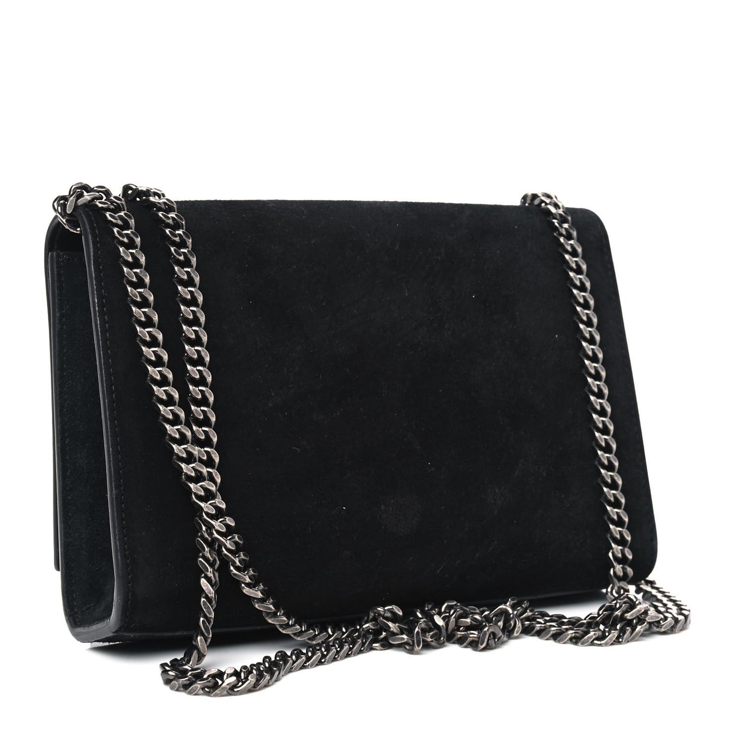 Suede Small Monogram Stone Studded Kate Satchel Black Turquoise Coral