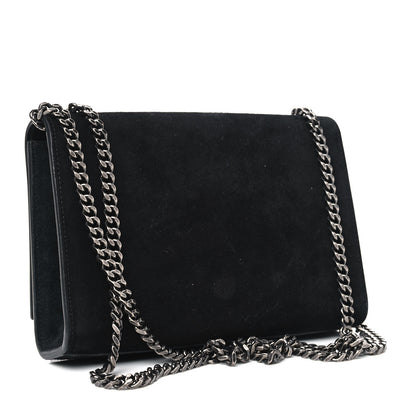 Saint Laurent Suede Small Monogram Stone Studded Kate Satchel Black Turquoise Coral 2 of 8