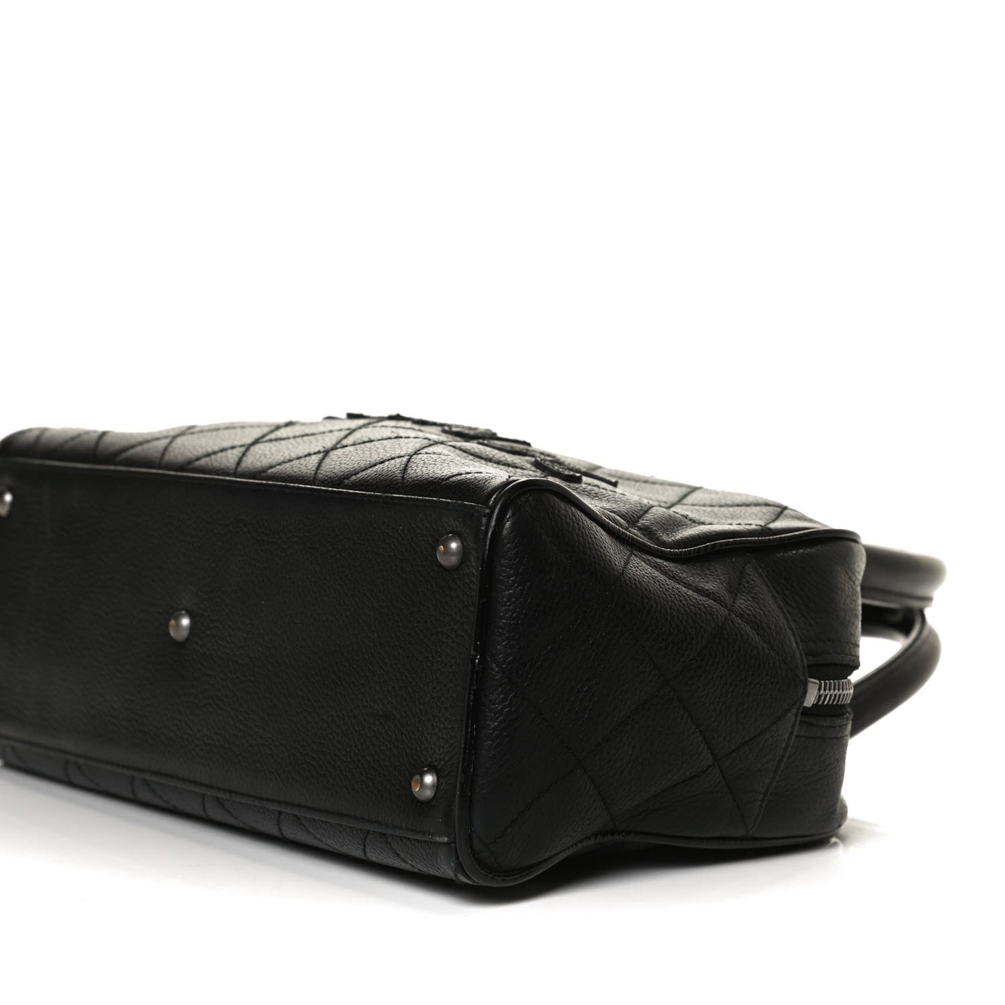 Caviar Patent Quilted Large Bowler Black