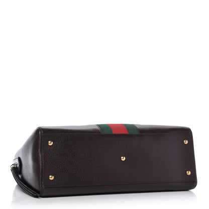 Gucci Calfskin Vintage Web Medium Satchel Dark Brown 4 of 9