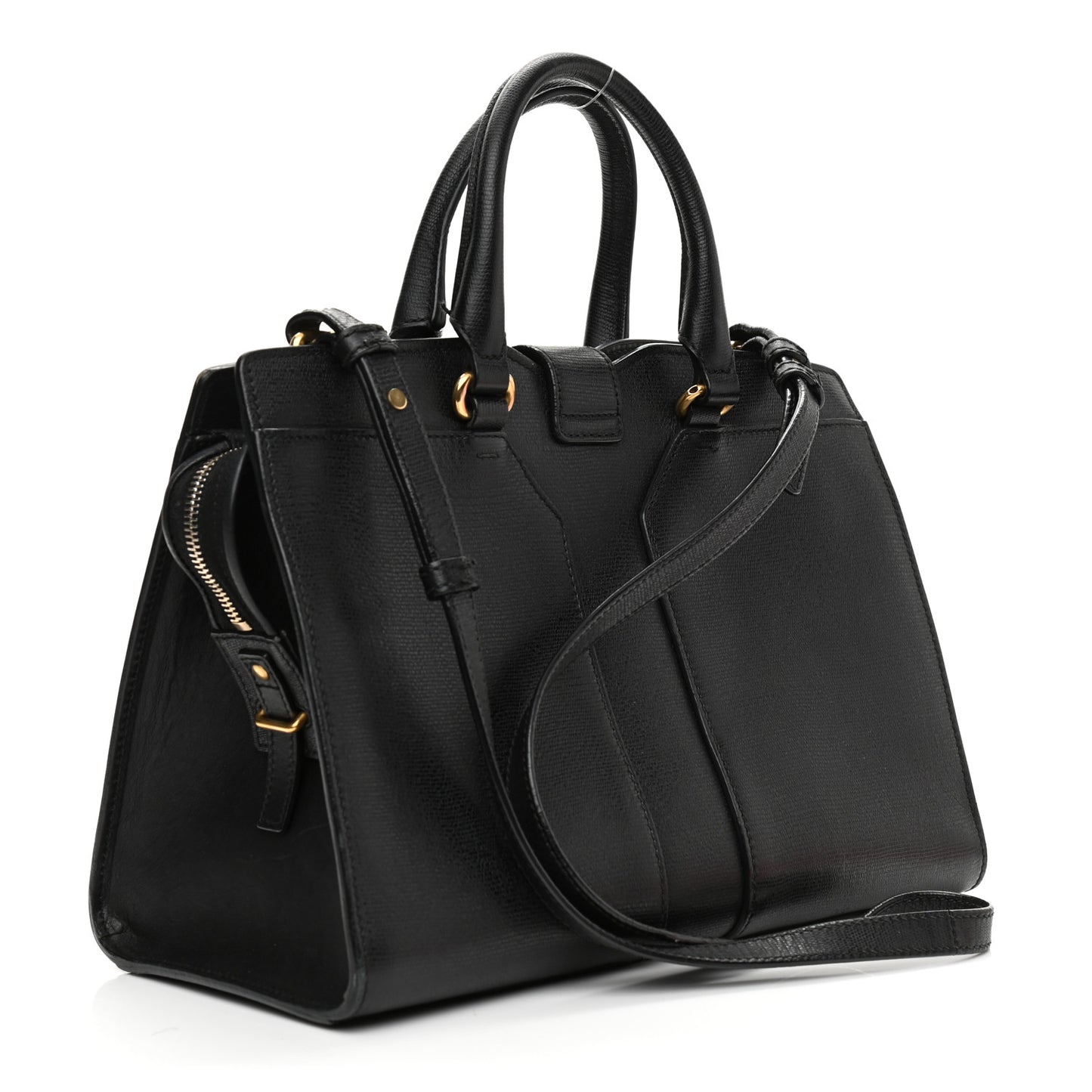 Textured Calfskin Small Cabas ChYc Black