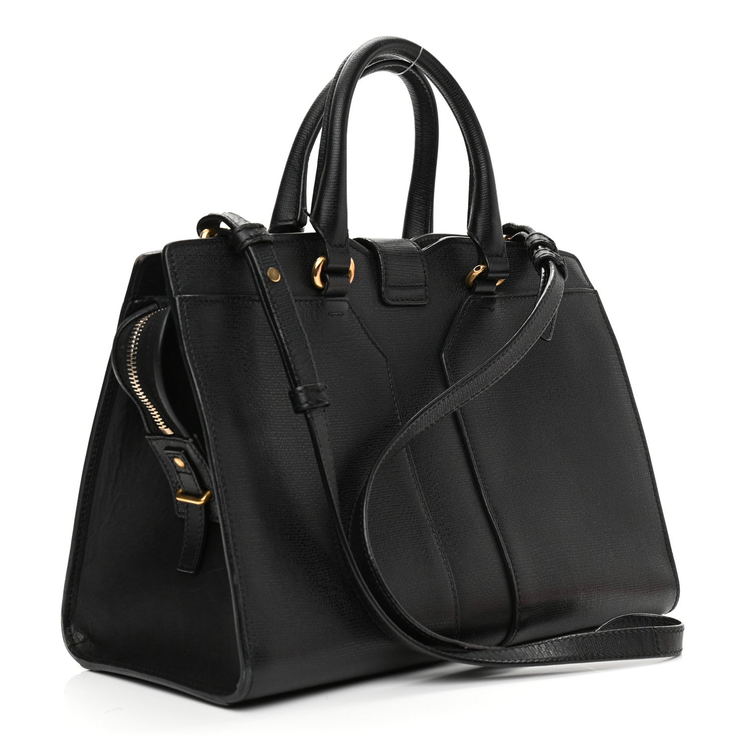 Saint Laurent Textured Calfskin Small Cabas ChYc Black 3 of 14