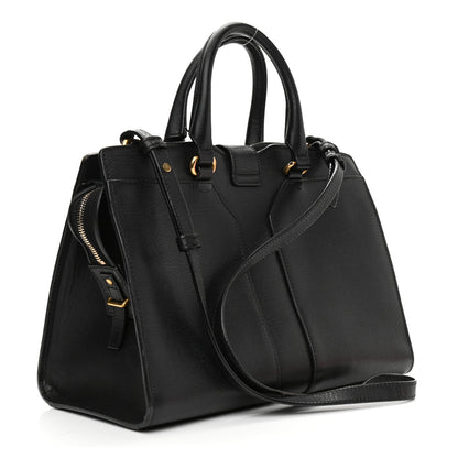 Saint Laurent Textured Calfskin Small Cabas ChYc Black 3 of 14