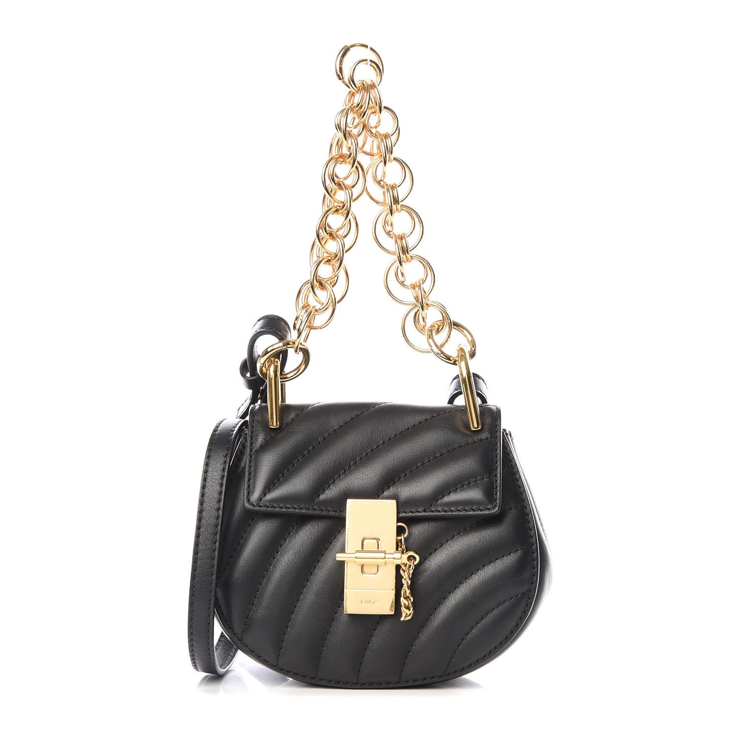 Calfskin Quilted Nano Drew Bijou Shoulder Bag Black