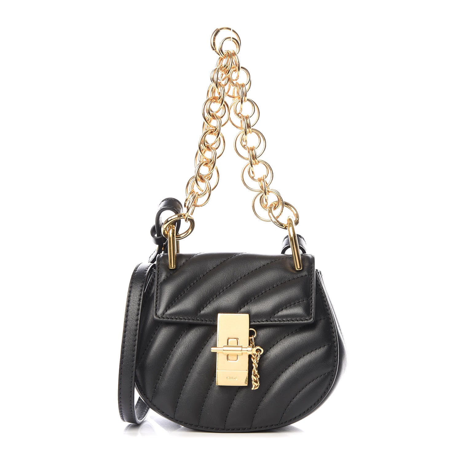 Chloe Calfskin Quilted Nano Drew Bijou Shoulder Bag Black 1 of 9