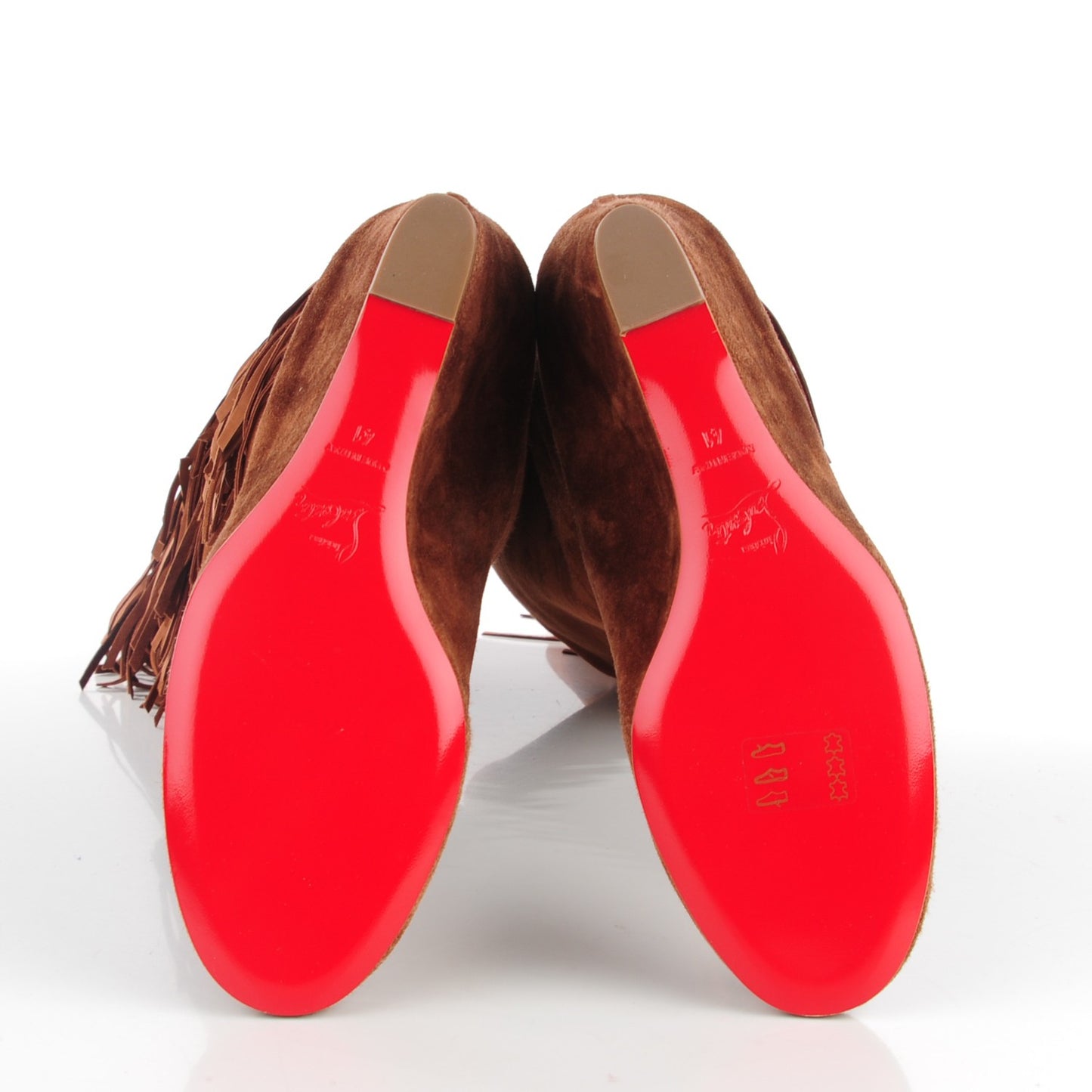 Suede Calfskin Pouliche Fringe 70 Boots 41 Havane