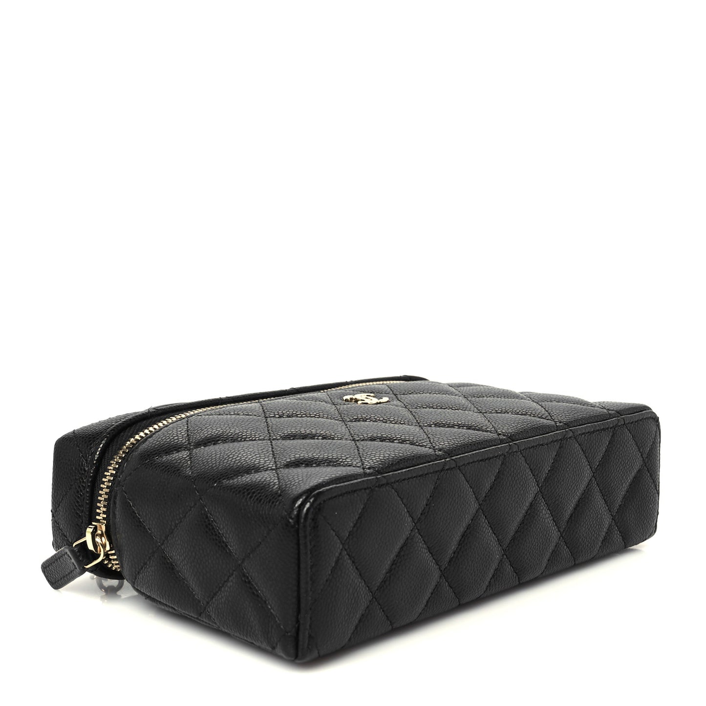 Caviar Quilted Top Handle Slim Vanity With Chain Black