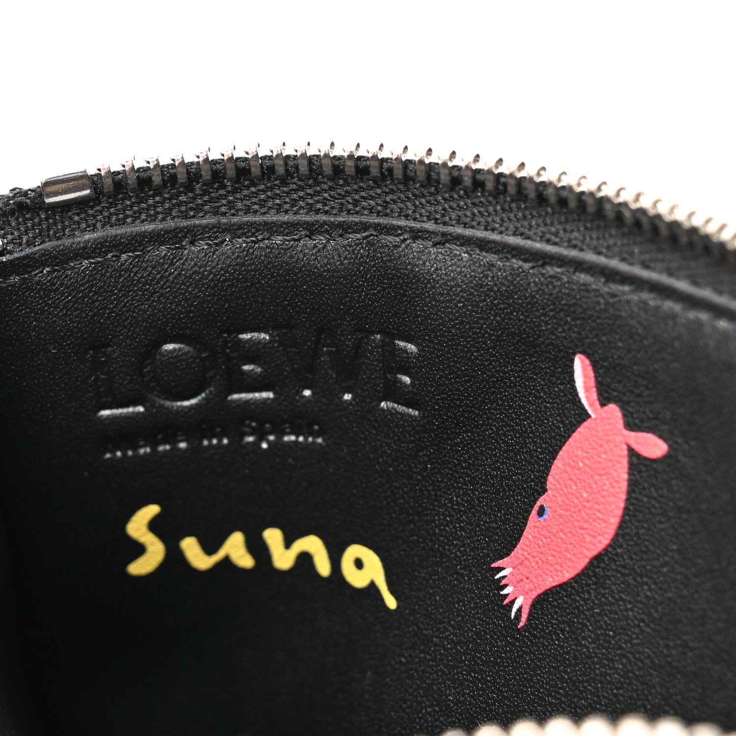 Loewe X SUNA FUJITA Smooth Calfskin Whale Zipped Card Coin Holder Black 6 of 8