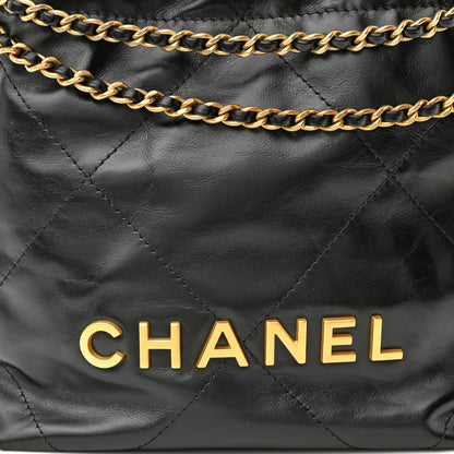 Chanel Shiny Calfskin Quilted Mini Chanel 22 Black 8 of 10
