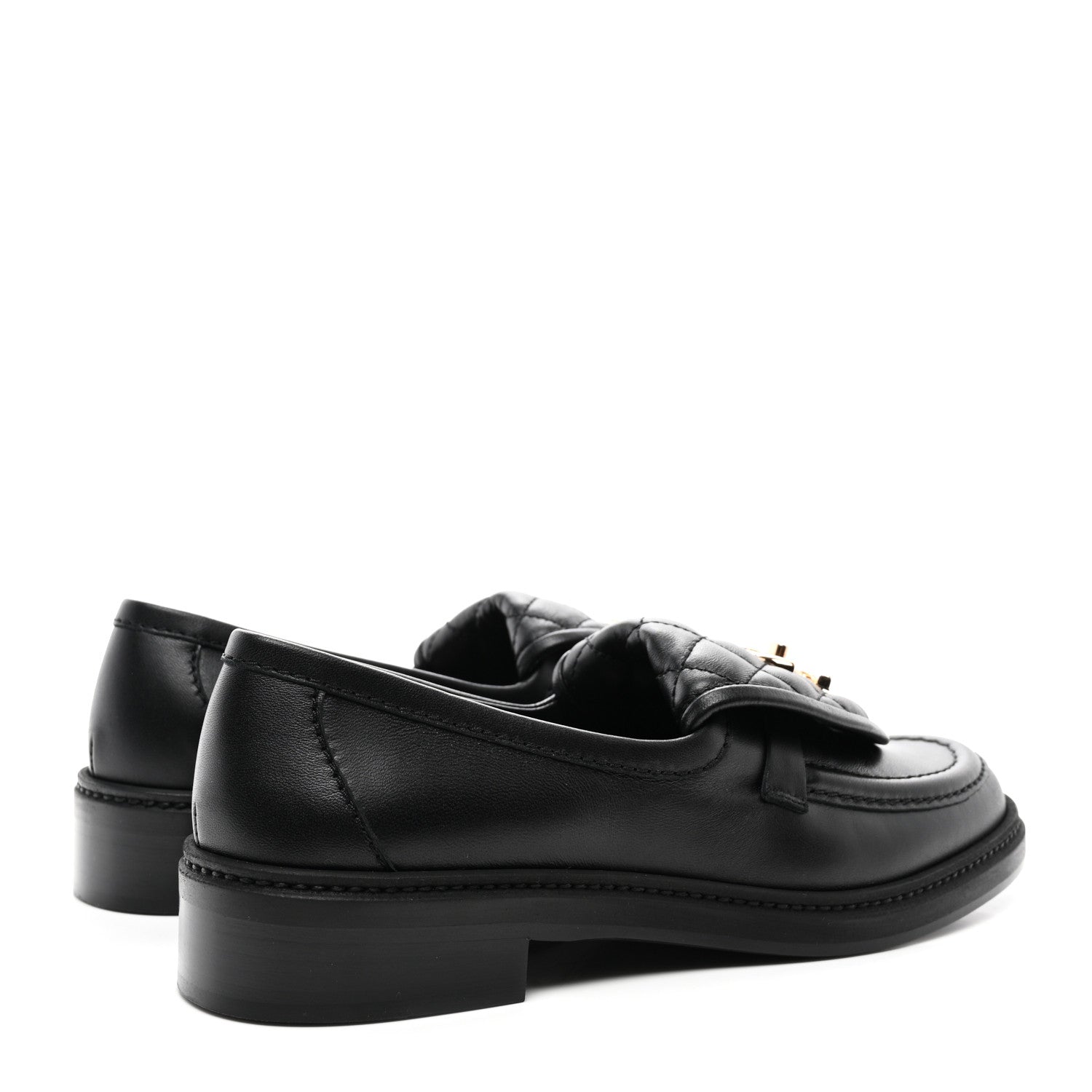 Chanel Lambskin Quilted CC Turnlock Loafers 37.5 Black 4 of 9