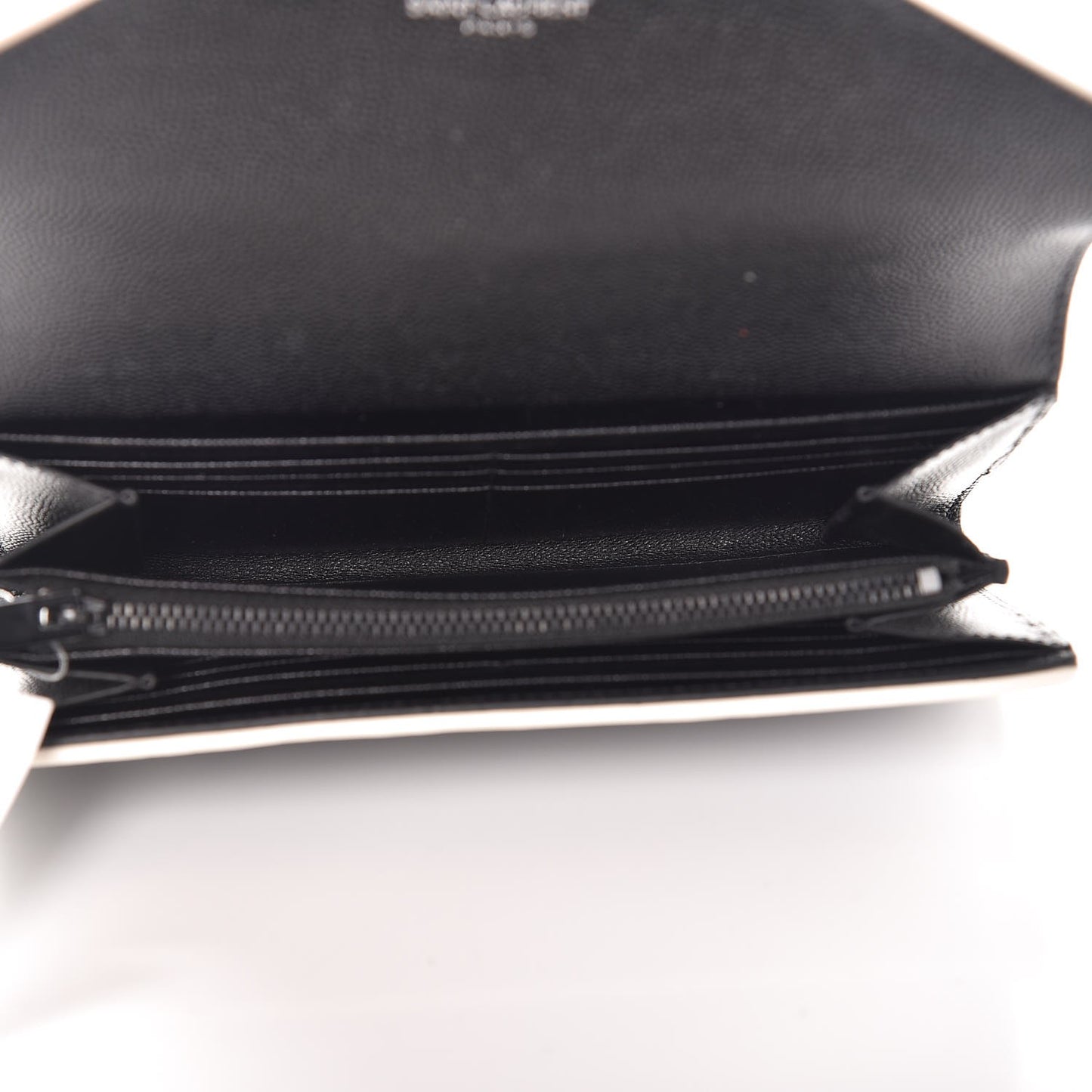 Grain De Poudre Matelasse Large Monogram Flap Wallet Black Dove White