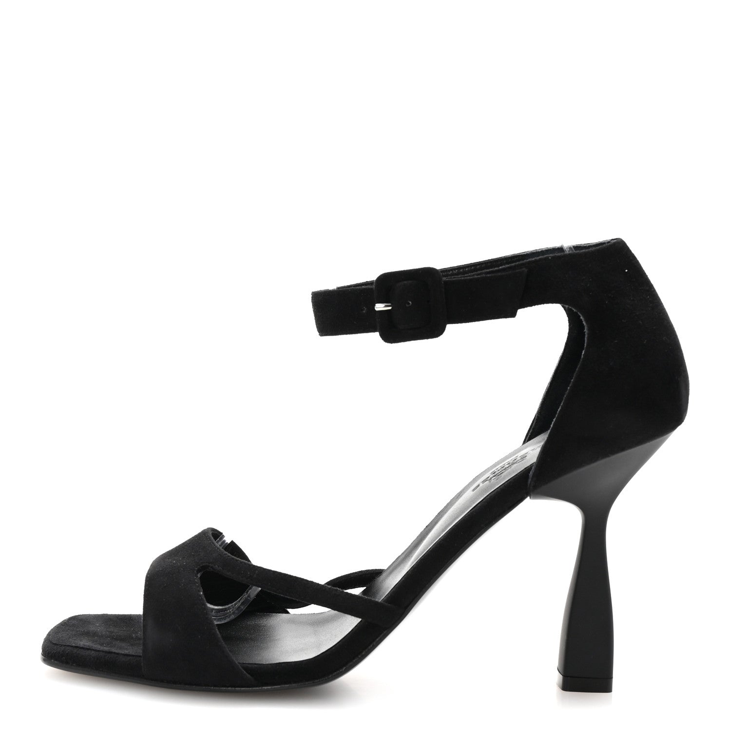 Hermes Suede Goatskin Gemma 95 Sandals 39 Black 1 of 10