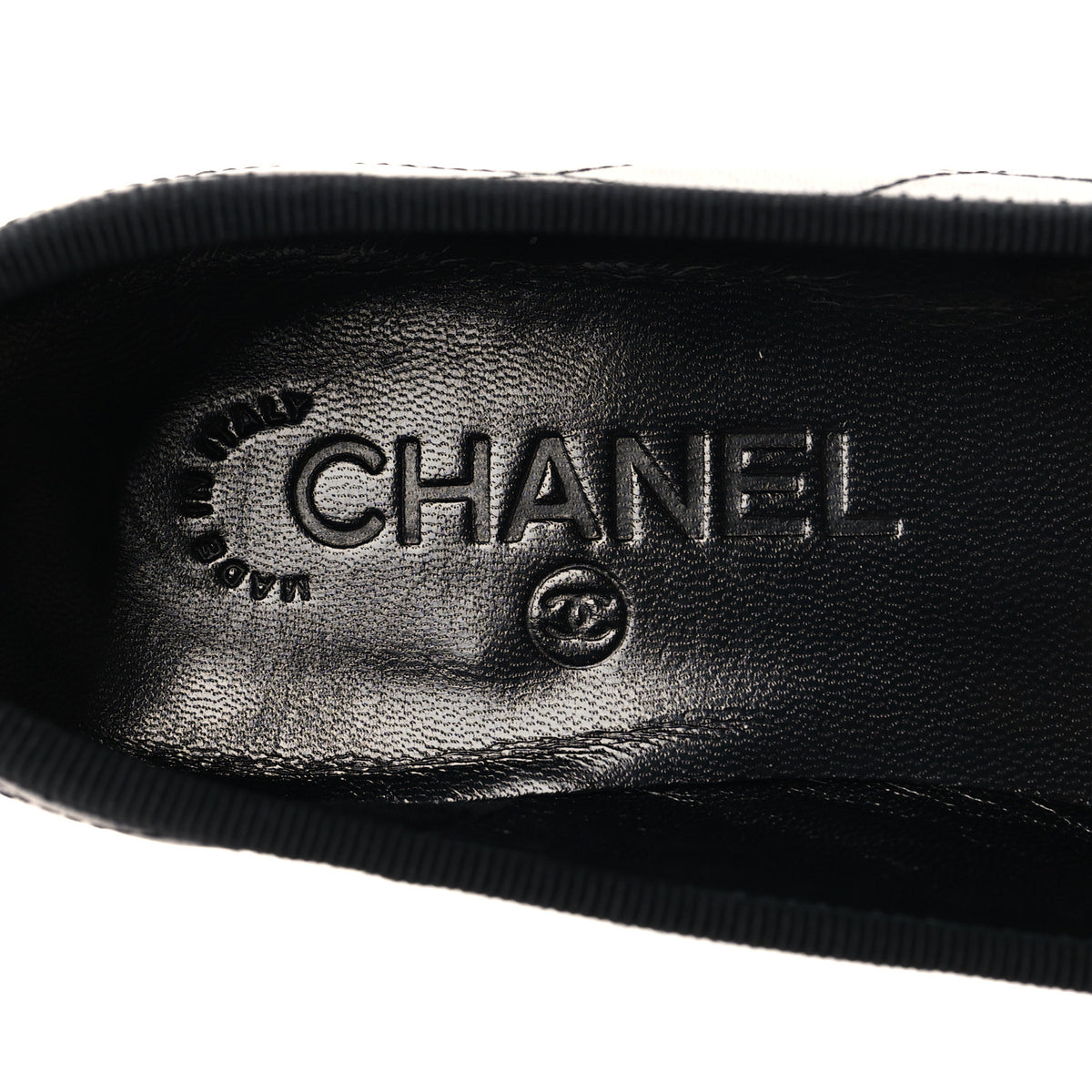 Lambskin Quilted Cambon Ballerina Flats 36.5 Black