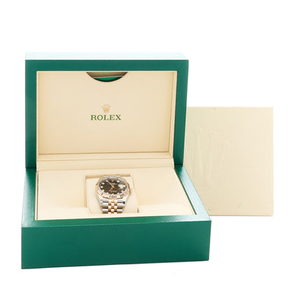 Rolex Stainless Steel 18K Everose Gold Diamond 36mm Oyster Perpetual Datejust Watch Black 126231 5 of 5