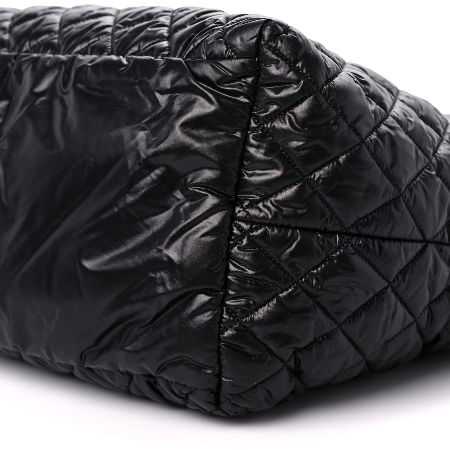 Nylon Quilted Large Coco Cocoon Tote Black