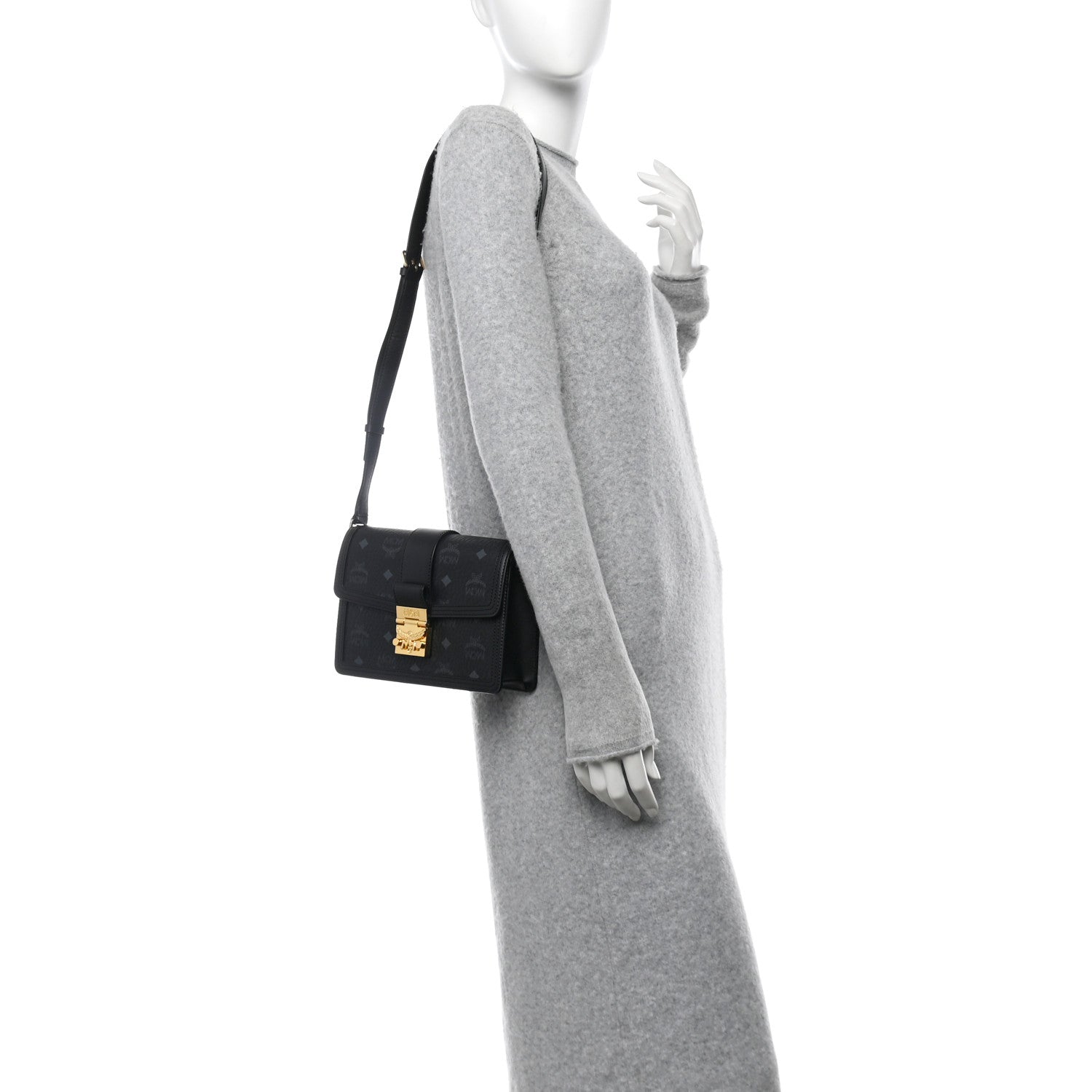 MCM Visetos Small Tracy Shoulder Bag Black 2 of 12