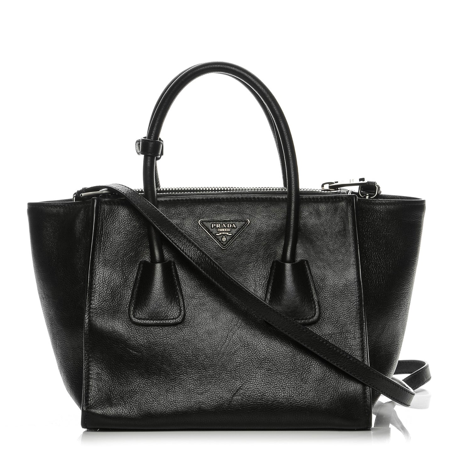 Glace Calf Twin Pocket Tote Nero Black