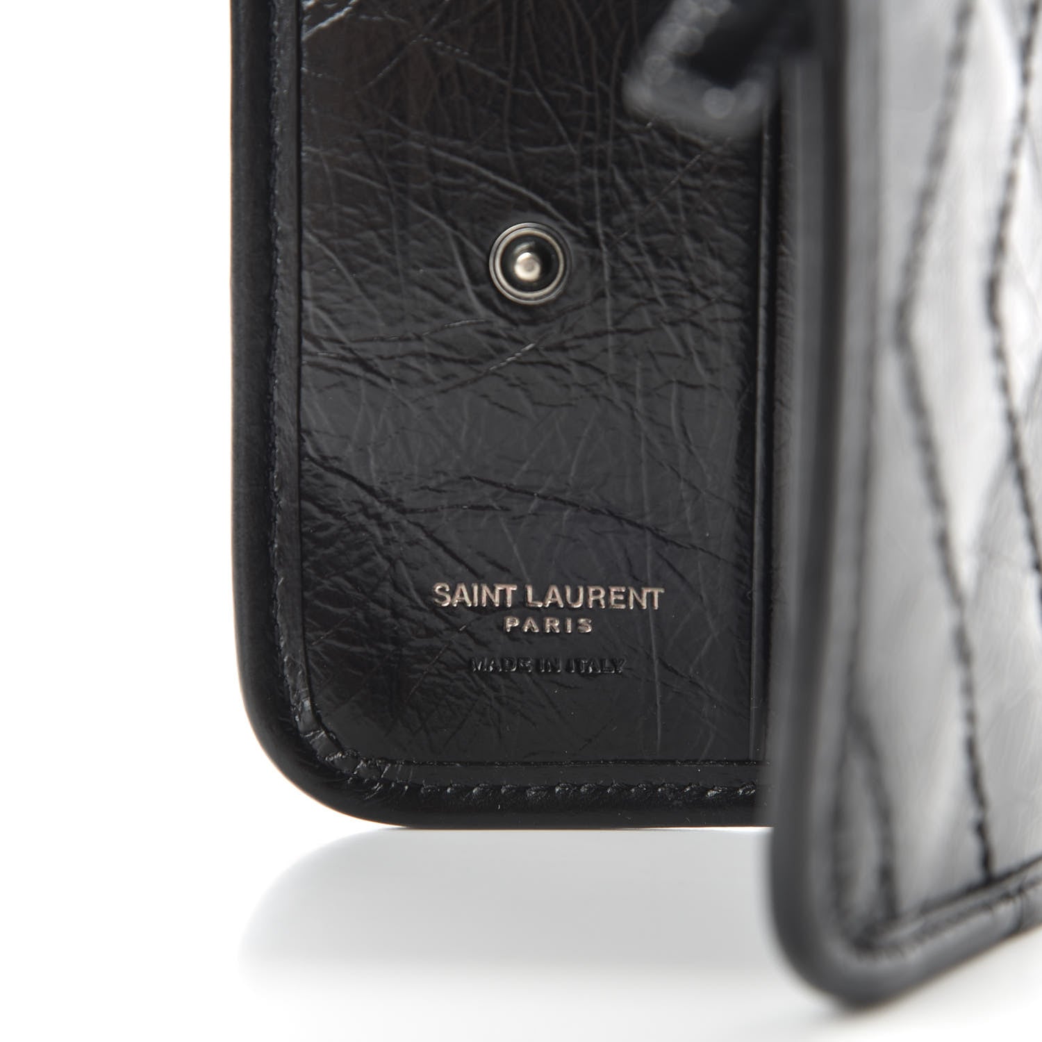 Saint Laurent Crinkled Calfskin Matelasse Monogram Niki Compact Wallet Black 6 of 6