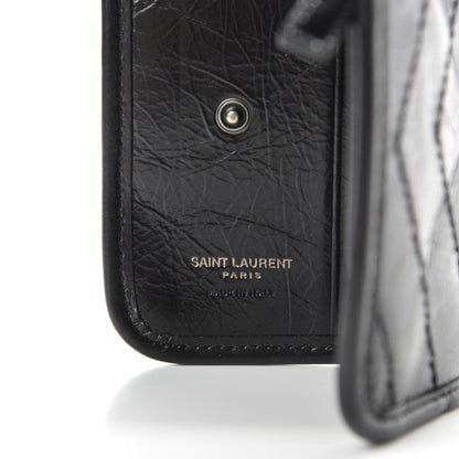 Saint Laurent Crinkled Calfskin Matelasse Monogram Niki Compact Wallet Black 6 of 6
