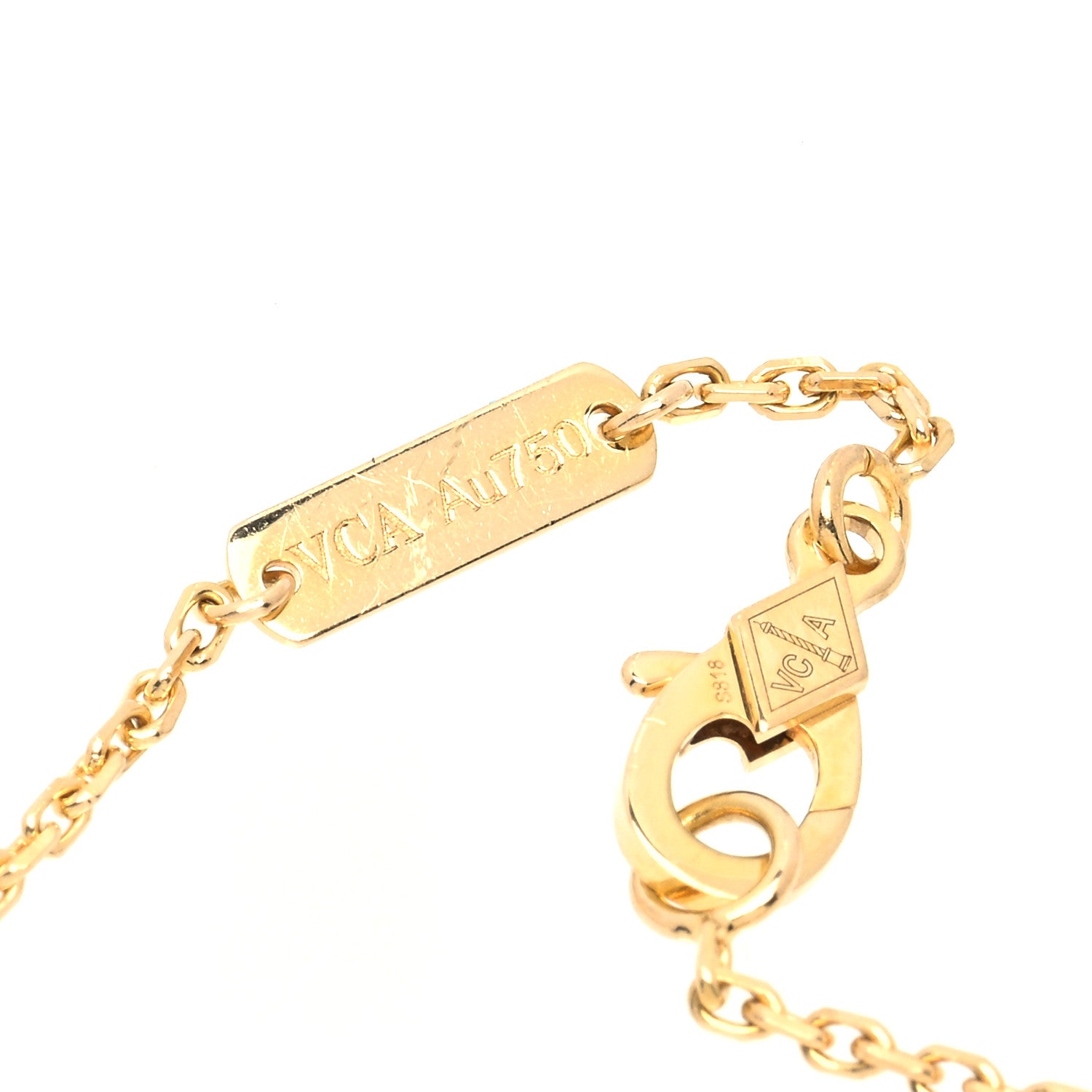 Van Cleef & Arpels 18K Yellow Gold Mother of Pearl Vintage Alhambra Pendant Necklace 5 of 7