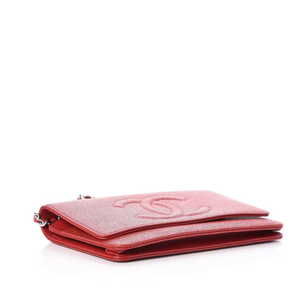 Chanel Caviar Timeless CC Wallet On Chain WOC Red 4 of 9